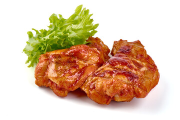 Roasted Buffalo chicken, barbecue dishes, isolated on white background.