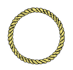 Round rope frame illustration. Decorative border circle.