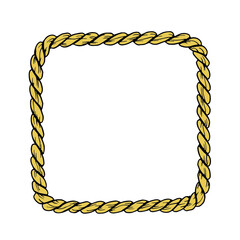 Square rope frame. Rope vector border decoration.