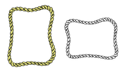 Irregular square rope frame illustration. Vector border decoration.