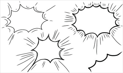 Hand drawn set of speech bubbles vector, digitally created on a tablet. Comics design