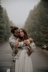 couple in love on Madeira mountains Portugal 