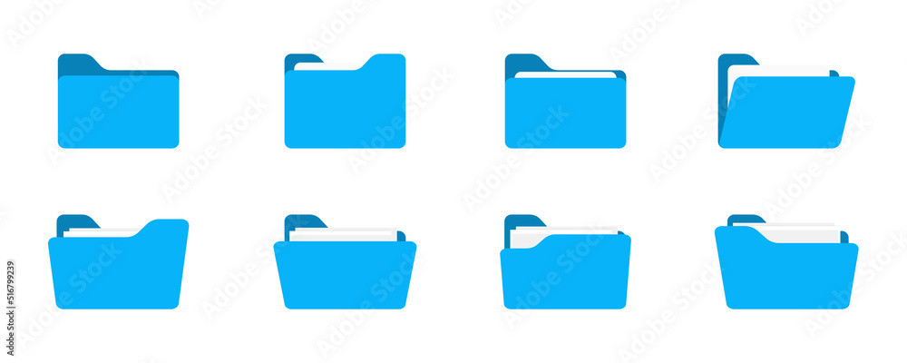 Poster folders icon. folders with documents. open folder and close folder. document directory sign. data of