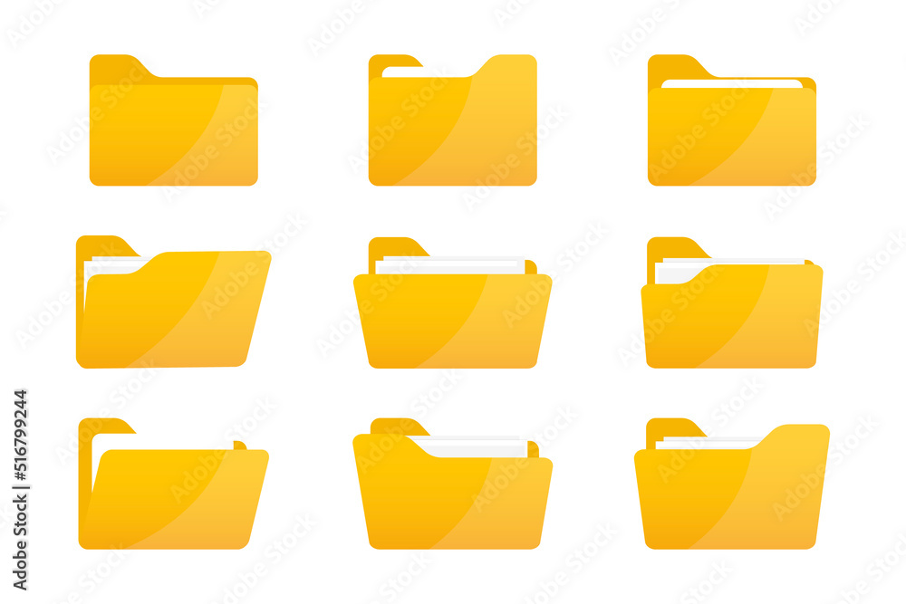Poster folders icon. folders with documents. open folder and close folder. document directory sign. data of