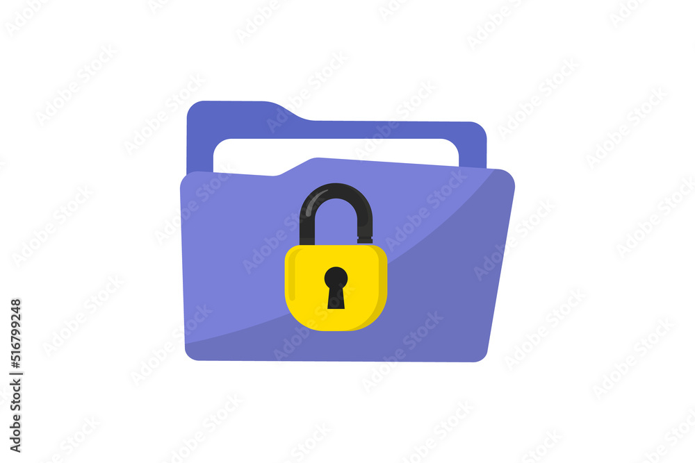 Aufkleber folder with documents and a lock. secure confidential file folder with documents. data security and 