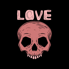 Fototapeta premium Skull Love illustration for tshirt jacket hoodie can be used for stickers etc
