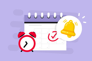 Reminder in calendar. Calendar deadline, event notification push message. Alert for business planning, events, reminder, daily schedule, appointment, important date. Notice of important schedule date