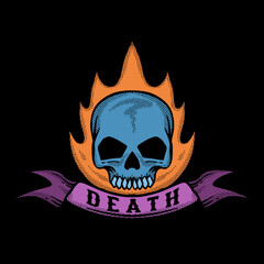 Skull Fire death illustration for tshirt jacket hoodie can be used for stickers etc
