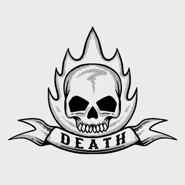 Skull Fire death illustration for tshirt jacket hoodie can be used for stickers etc