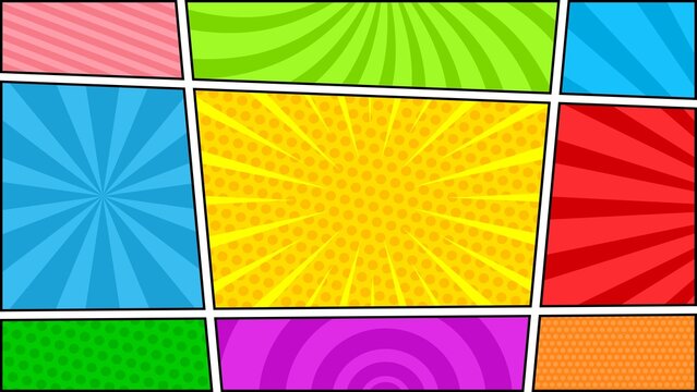 Colorful comic cartoon scene background