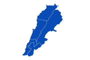  Lebanon Map blue Color on White Backgound