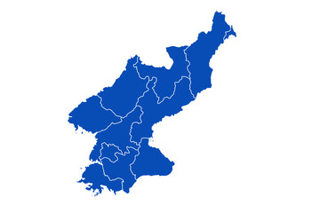 Obraz premium North Korea Map blue Color on White Backgound