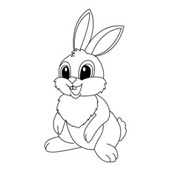 Cute rabbit cartoon coloring page illustration vector. For kids coloring book.
