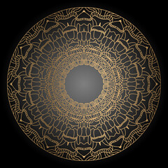 Luxury ornamental mandala design in golden color arabesque pattern background