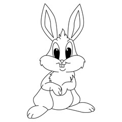 Cute rabbit cartoon coloring page illustration vector. For kids coloring book.