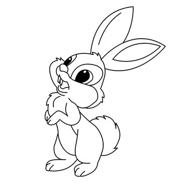 Cute rabbit cartoon coloring page illustration vector. For kids coloring book.