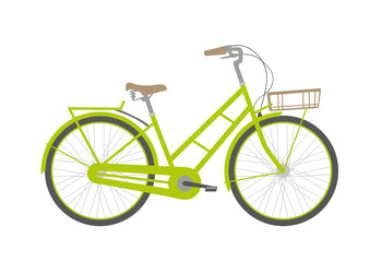 Green bicycle isolated on white