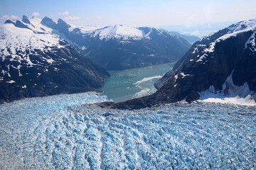 LeConte Glacier in Alaska photographed from an airplane 