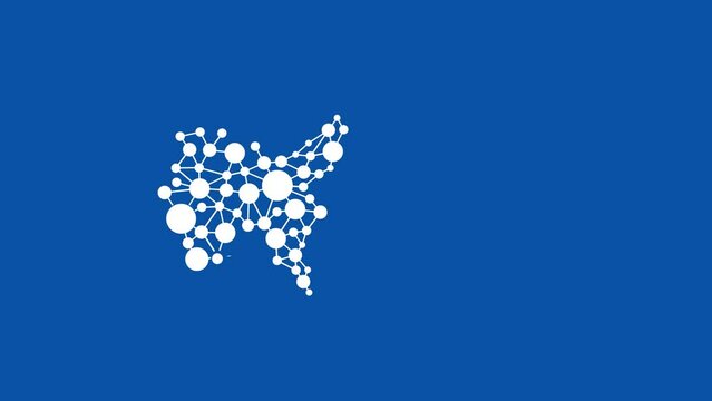 USA Map showing technological organic concept animation . United States networking connectiions 4K banner copy space