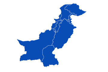 Pakistan Map blue Color on White Backgound