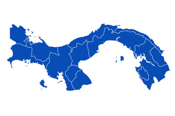 Panama Map blue Color on White Backgound