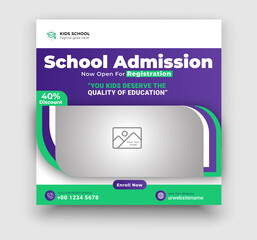 Admission social media post, Back to school admission promotion social media post template design, education advertisement