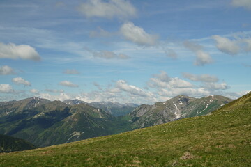 view of the peaks in the high mountains