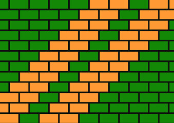 red and green  brick wall background 