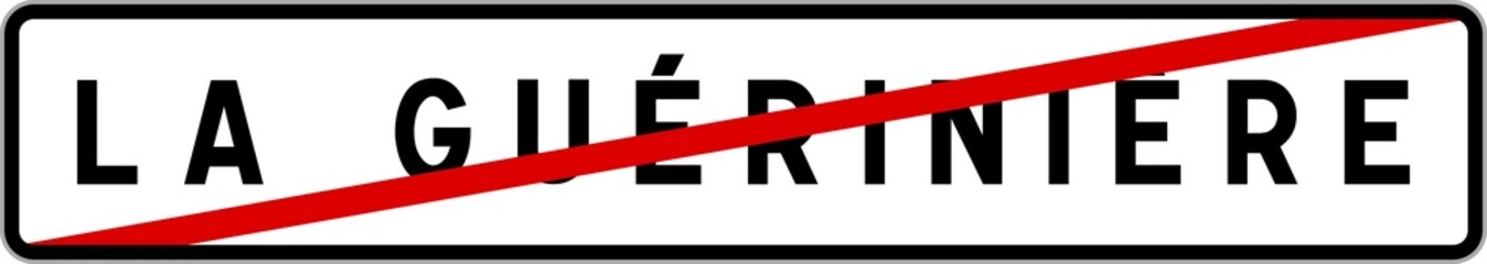 Fototapeta premium Panneau sortie ville agglomération La Guérinière / Town exit sign La Guérinière