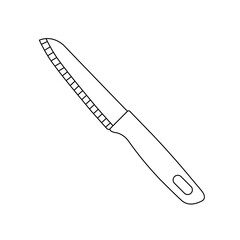 Kitchen Knife Outline Icon Illustration on White Background