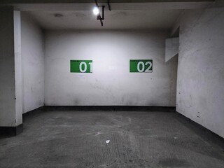Empty car parking, interiors spaces