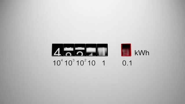 Close-up view of electrometer measuring electricity consumption. kWh counter.