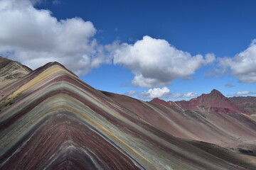 The Rainbow Mountain Vinicunca (Montana de siete colores) and the valleys and landscapes around it in Peru