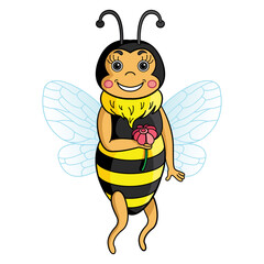 Vector illustration colored bee.
Vector decorative template illustration for printing on postcards, t-shirts, bags, cups, clothing, Wallpaper, posters, coloring books, interior paintings.