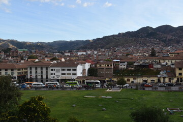 The old Incan town of Cuzco where ancient ruins and colonial architecture meets in Peru