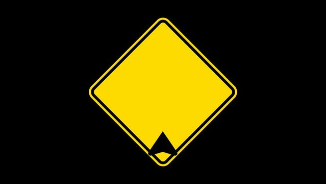 Right Winding Road Sign Animation, Yellow Road Symbol