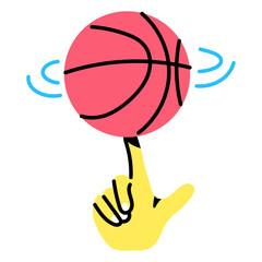 A handy sticker design of basketball spin 
