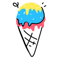 A captivating flat sticker of ice cone 
