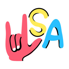 Hand gesture of rock on, flat sticker 