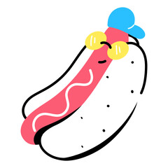 Independence food, amazing sticker of hot dog 