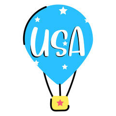 Handcrafted flat sticker design of hot balloon 