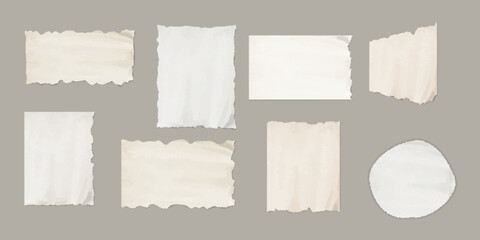 Torn paper, vintage sticker with design space vector set