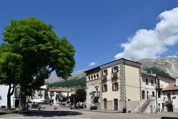 Fototapeta na wymiar A square in between Campo di Giove, a medieval village in the Abruzzo region of Italy.