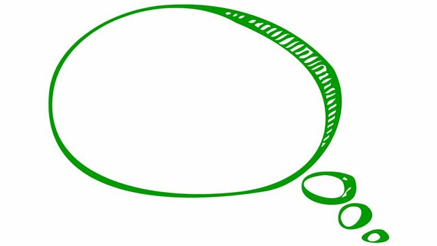 Animated green speech cloud symbol in sketch style. Doodle with copy space. Looped video. Hand drawn vector illustrations isolated on white background.