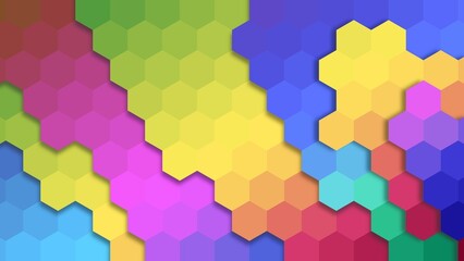 Abstract colorful pixelate crystalized honeycomb background. Aesthetic low poly hexagon background