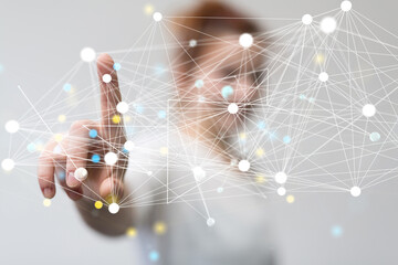 Neural network concept. Connected cells with links.