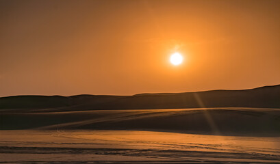 Amazing golden sunset at siwa desert egypt