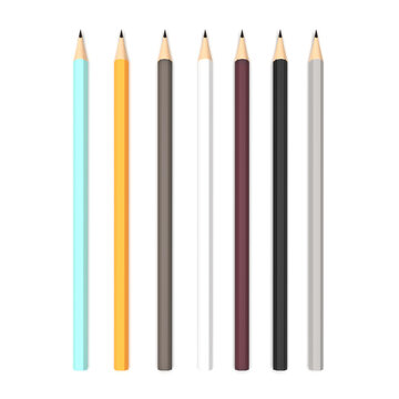 A set of colored graphite pencils on a white background.
