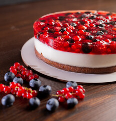 berry cake with blackberries and jelly
