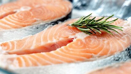 fresh salmon steaks with lemon and rosemary